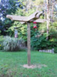 Feeding station for birds hanging bird feeders