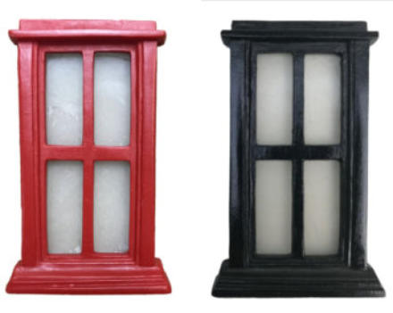 Red and black resin windows for yard lighthouses