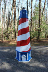patriotic red, white, and blue lawn lighthouse plans