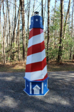 patriotic red, white, and blue lawn lighthouse plans