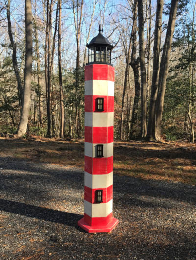 5 ft. Red and White Striped Lighthouse with Optional Lighthouse Top
