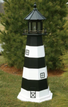 Wooden Bodie Island lawn lighthouse