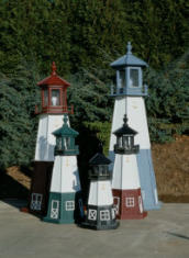 Wooden Vermillion lawn lighthouse
