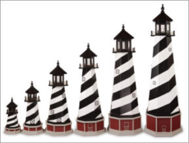 Different size lighthouses with bases