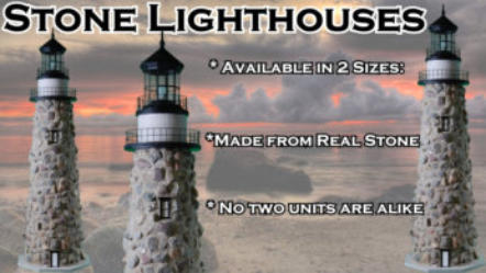 Lawn lighthouse made of stone