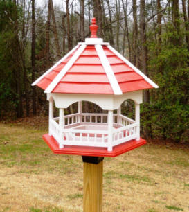 Large Red and White Bird Feeder
