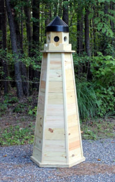 Lighthouse made of pressure treated lumber natural wood look
